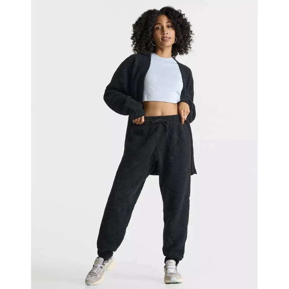 Nike Phoenix Cozy Knit Boucle Oversized Joggers Womens Small Black FZ1703 010